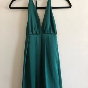 Green silk dress